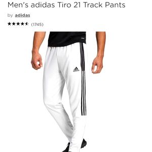 Men's adidas Tiro 21 Track Pants NWT - White with Navy Blue Stripes